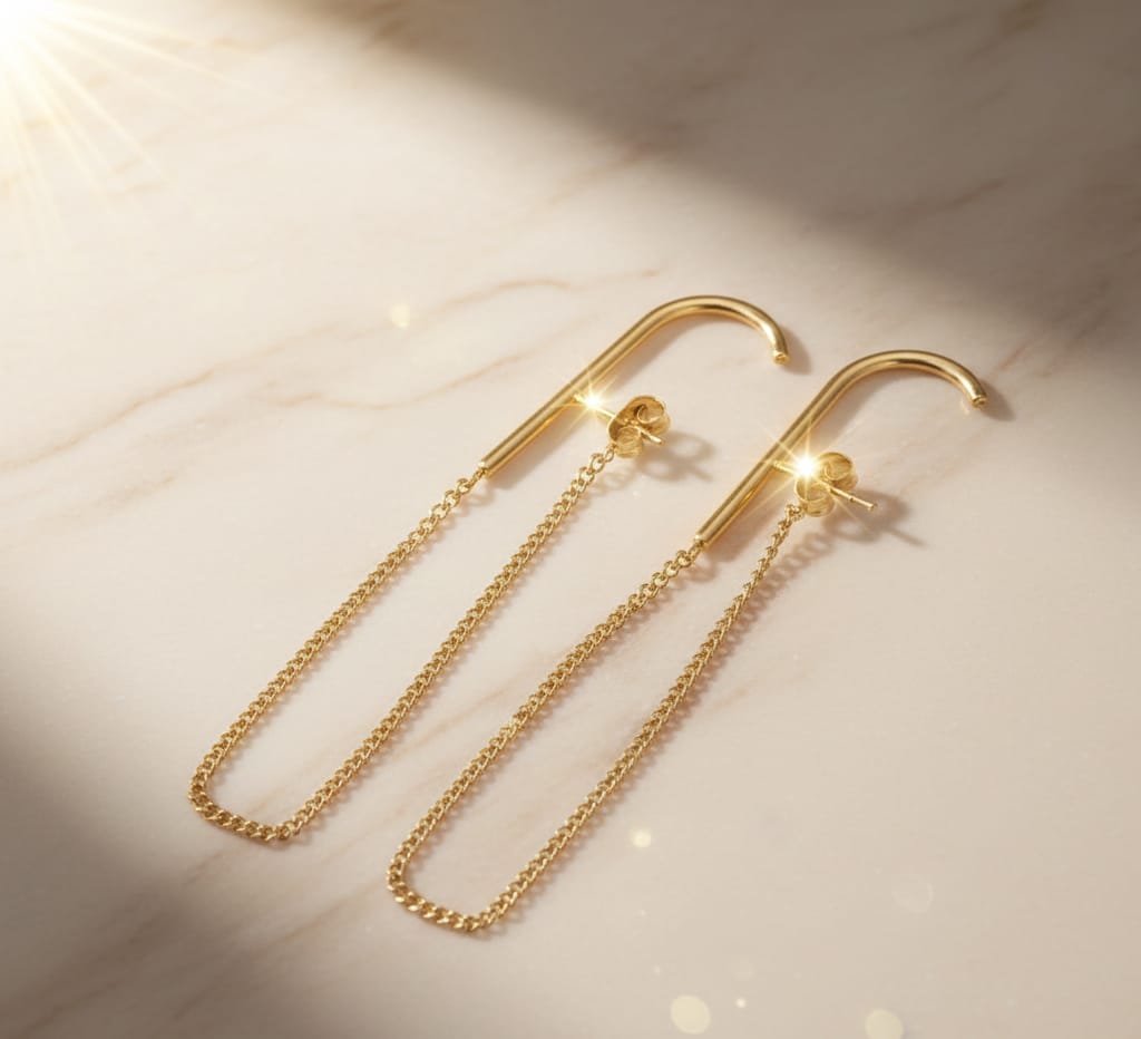 Gold Chain Drop Hook Earrings image