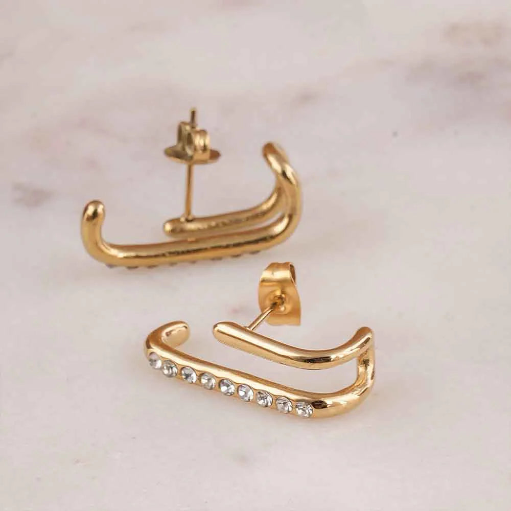 Golden Arc Sparkle Earrings image